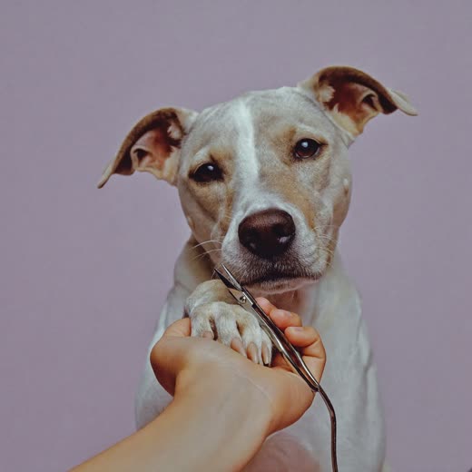 A dog's paw having its nails trimmed